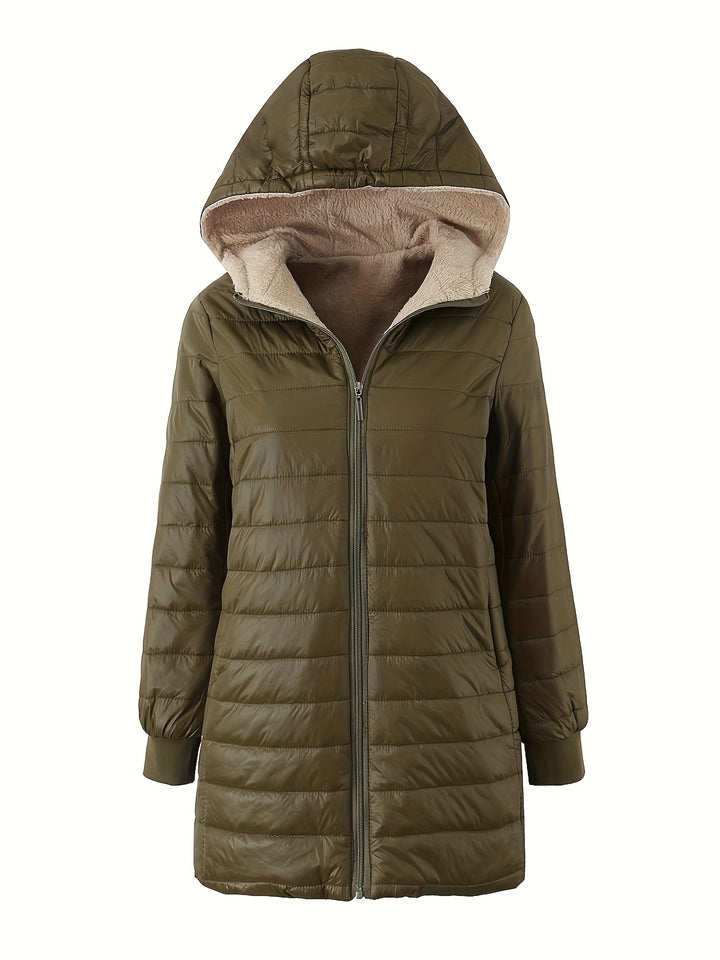 Nadia | Quilted Hooded Mid-Length Jacket