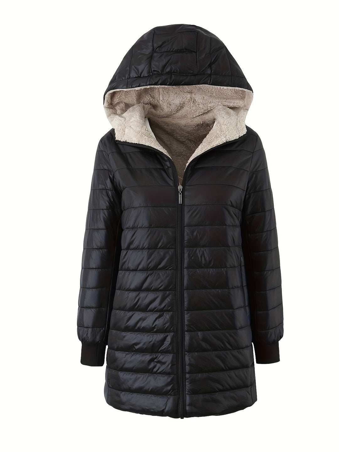 Nadia | Quilted Hooded Mid-Length Jacket