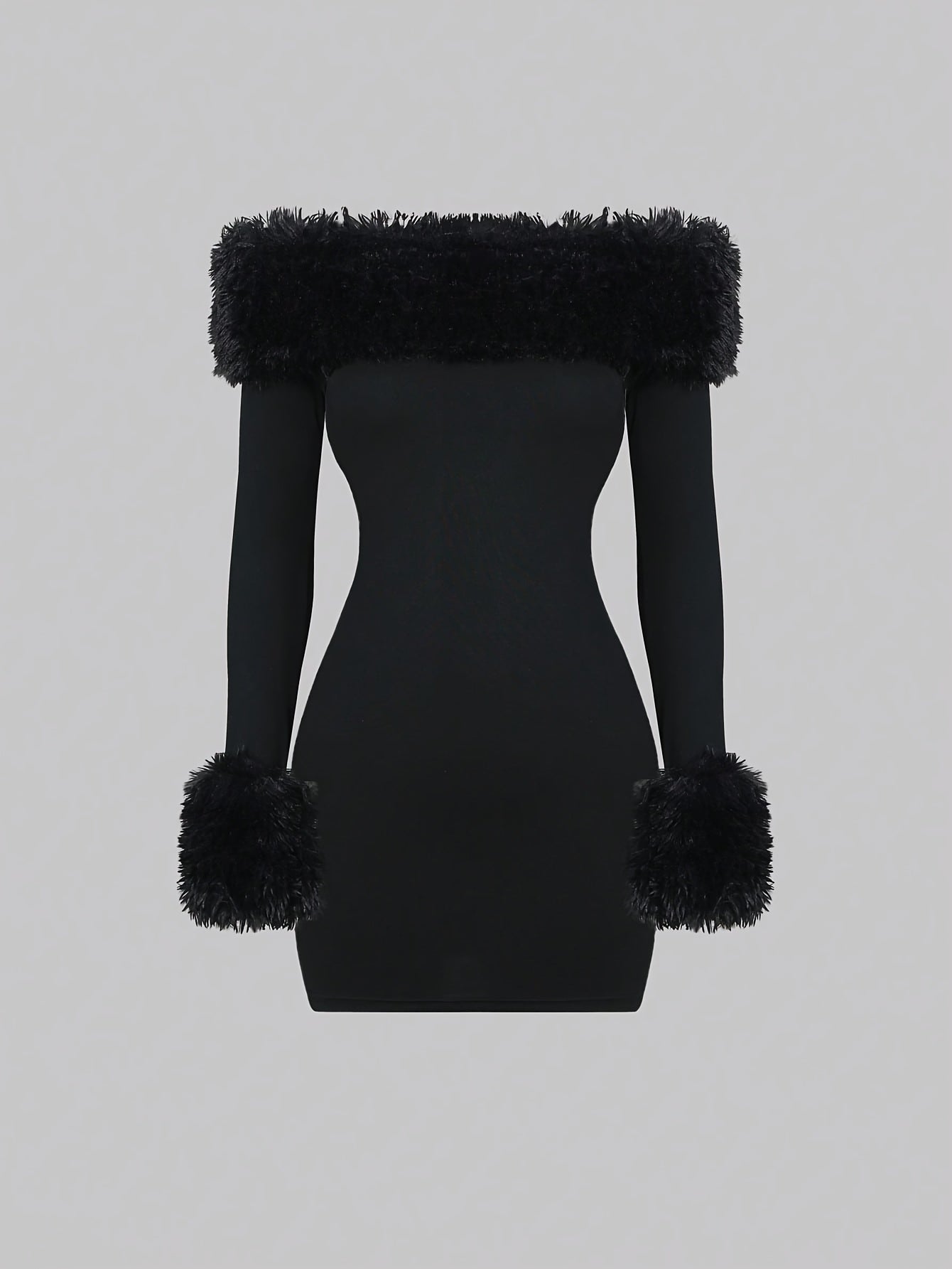 fur off the shoulder dress Delphine