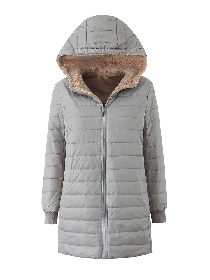 Nadia | Quilted Hooded Mid-Length Jacket
