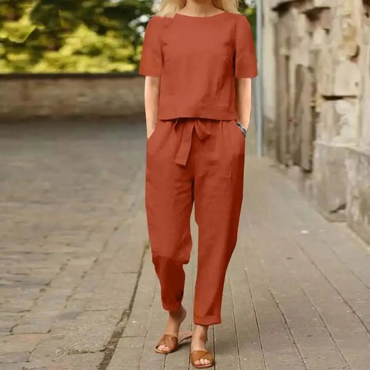 Kiyomi | Short Sleeve Blouse and Pants Set