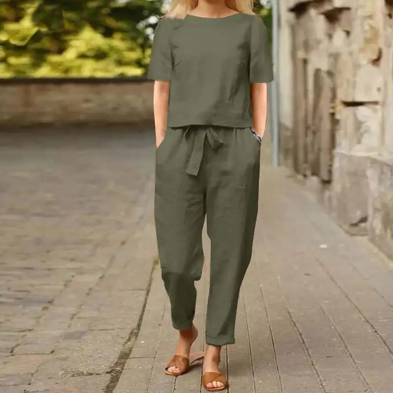 Kiyomi | Short Sleeve Blouse and Pants Set