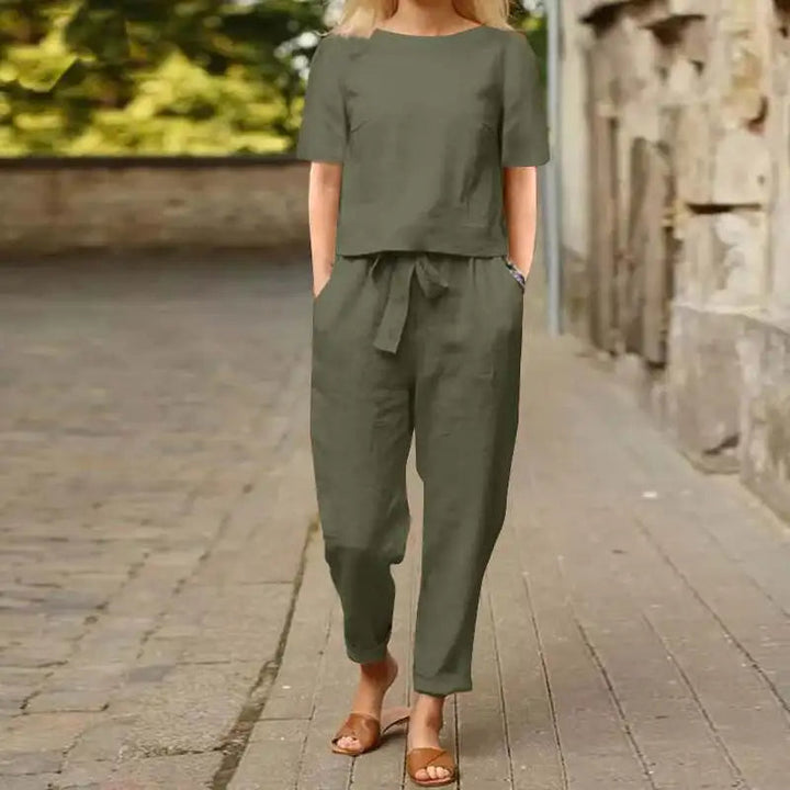 Kiyomi | Short Sleeve Blouse and Pants Set