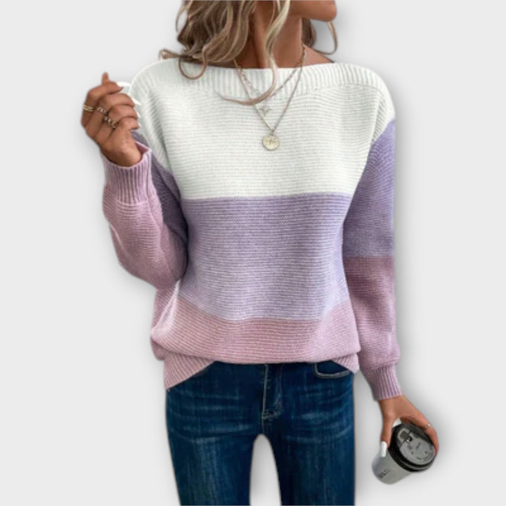 Clara | Elegant Three-Color Patchwork Sweater