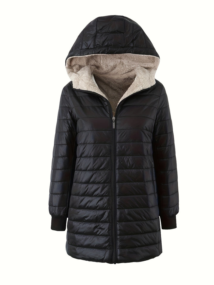 Nadia | Quilted Hooded Mid-Length Jacket