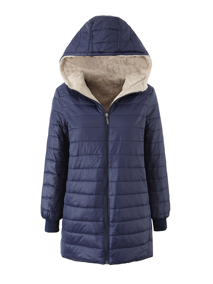 Nadia | Quilted Hooded Mid-Length Jacket